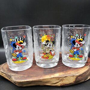 McDonald’s Disney 2000 Glasses Lot of 3 Director & Safari Mickey Celebration VTG